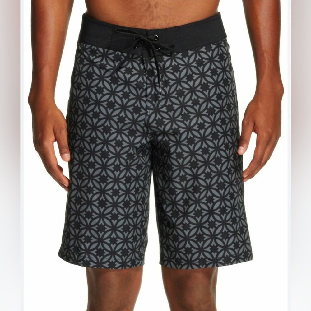 Mossimo Men’s Board Shorts Ebony/Geometric design (Size: 36)